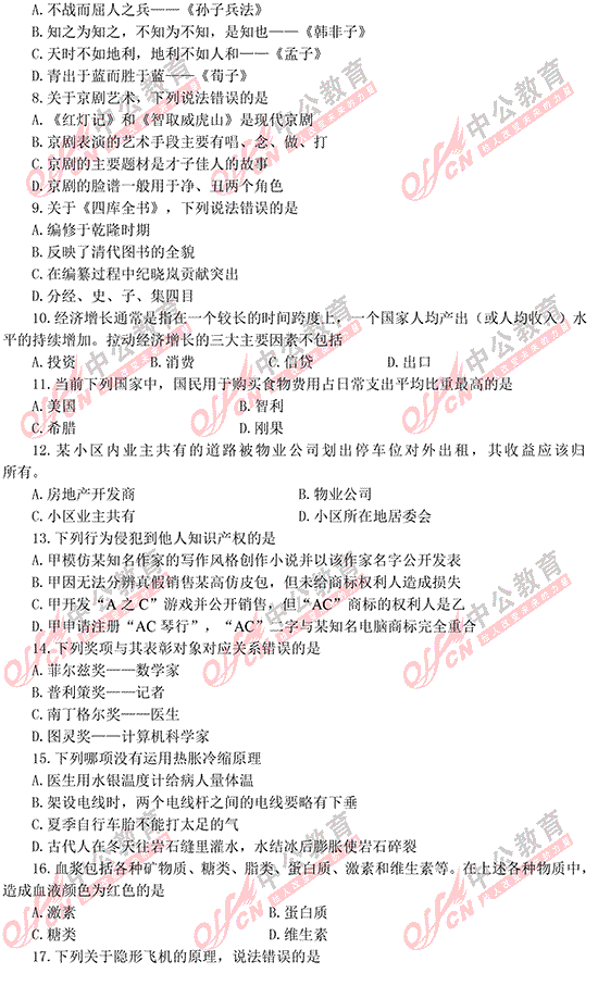 福建公務(wù)員考試行測