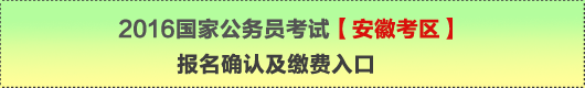 2016年國家公務員考試【安徽考區(qū)】報名確認及繳費入口